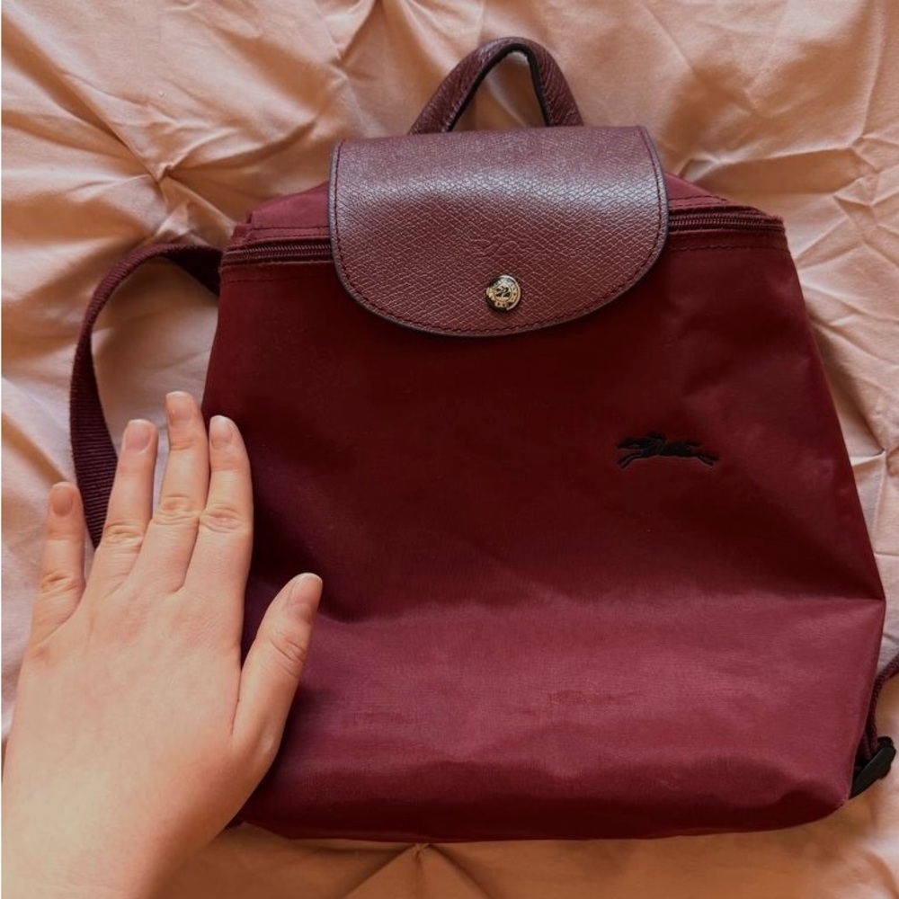 Longchamp Le Pliage burgundy backpack - Nylon and Leather